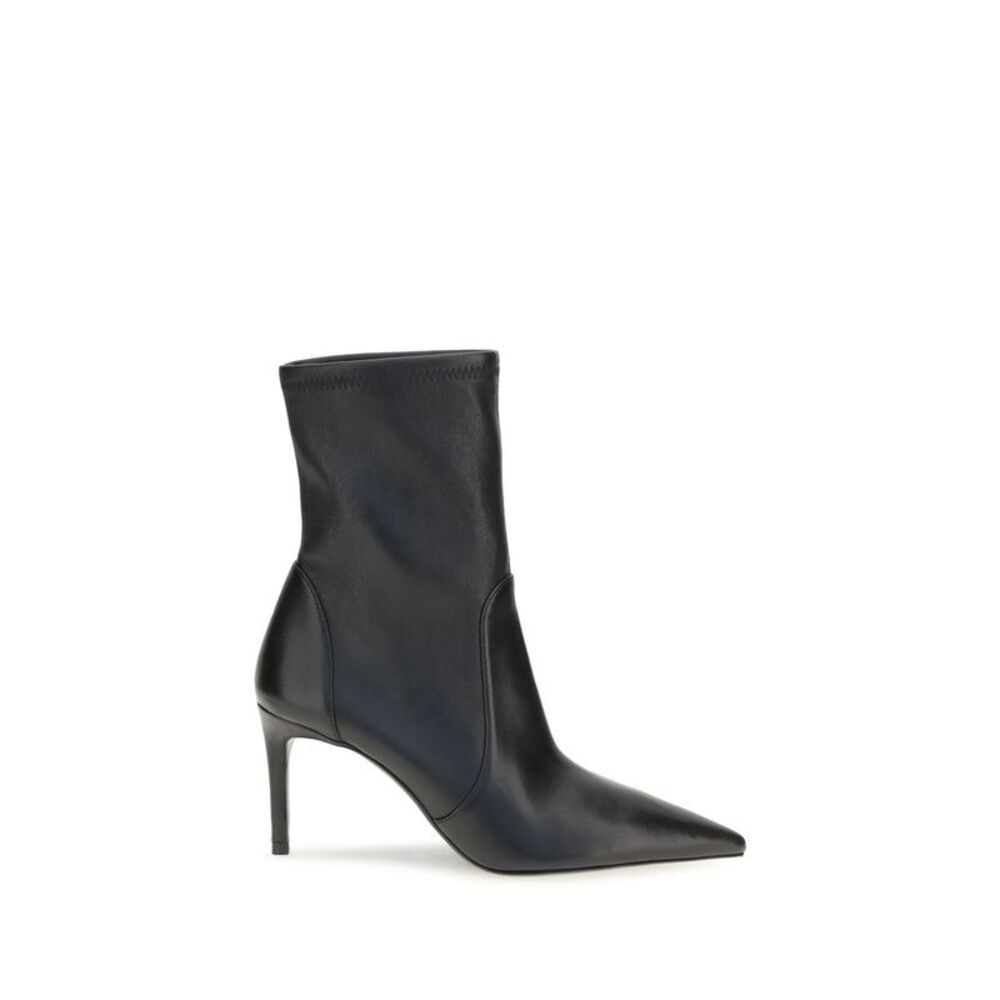 Stuart Weitzman Black Calf Leather Bos Taurus Ankle Women's Boots